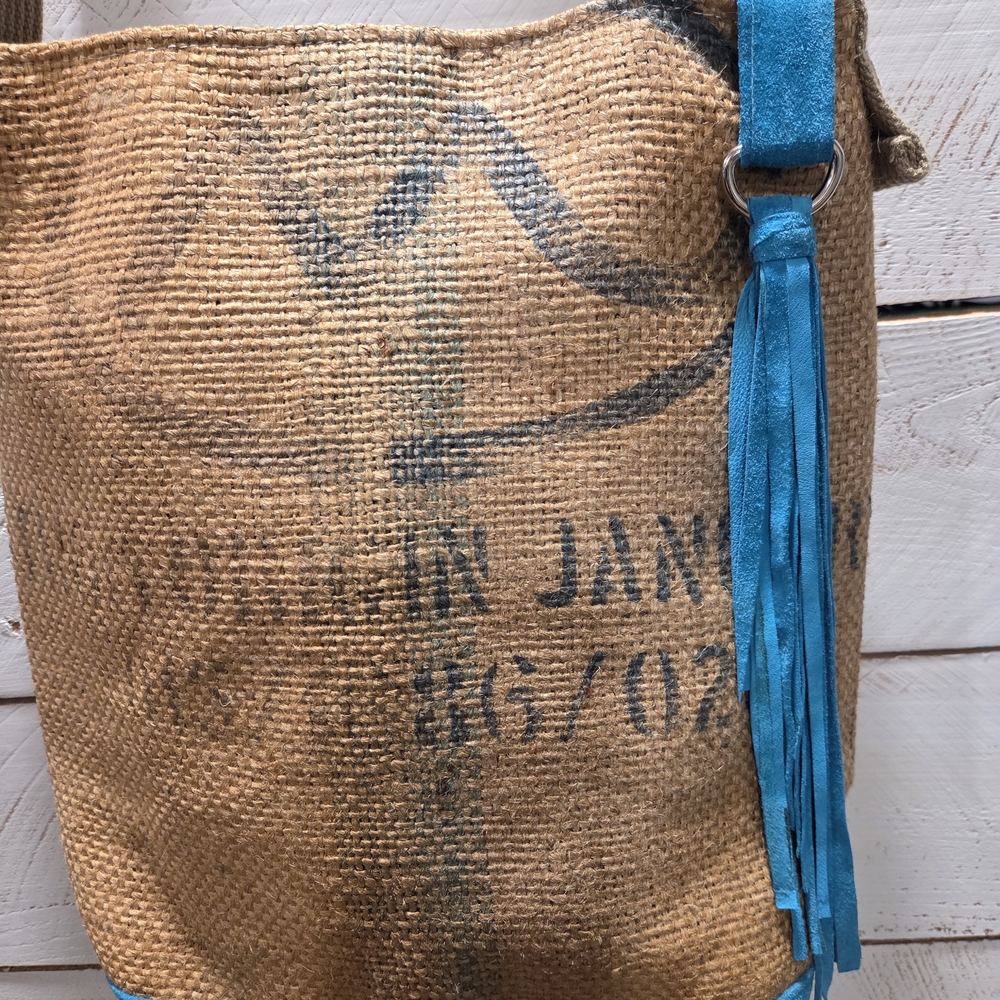 Upcycled Burlap Bag / Purse - Picture 2 of 5
